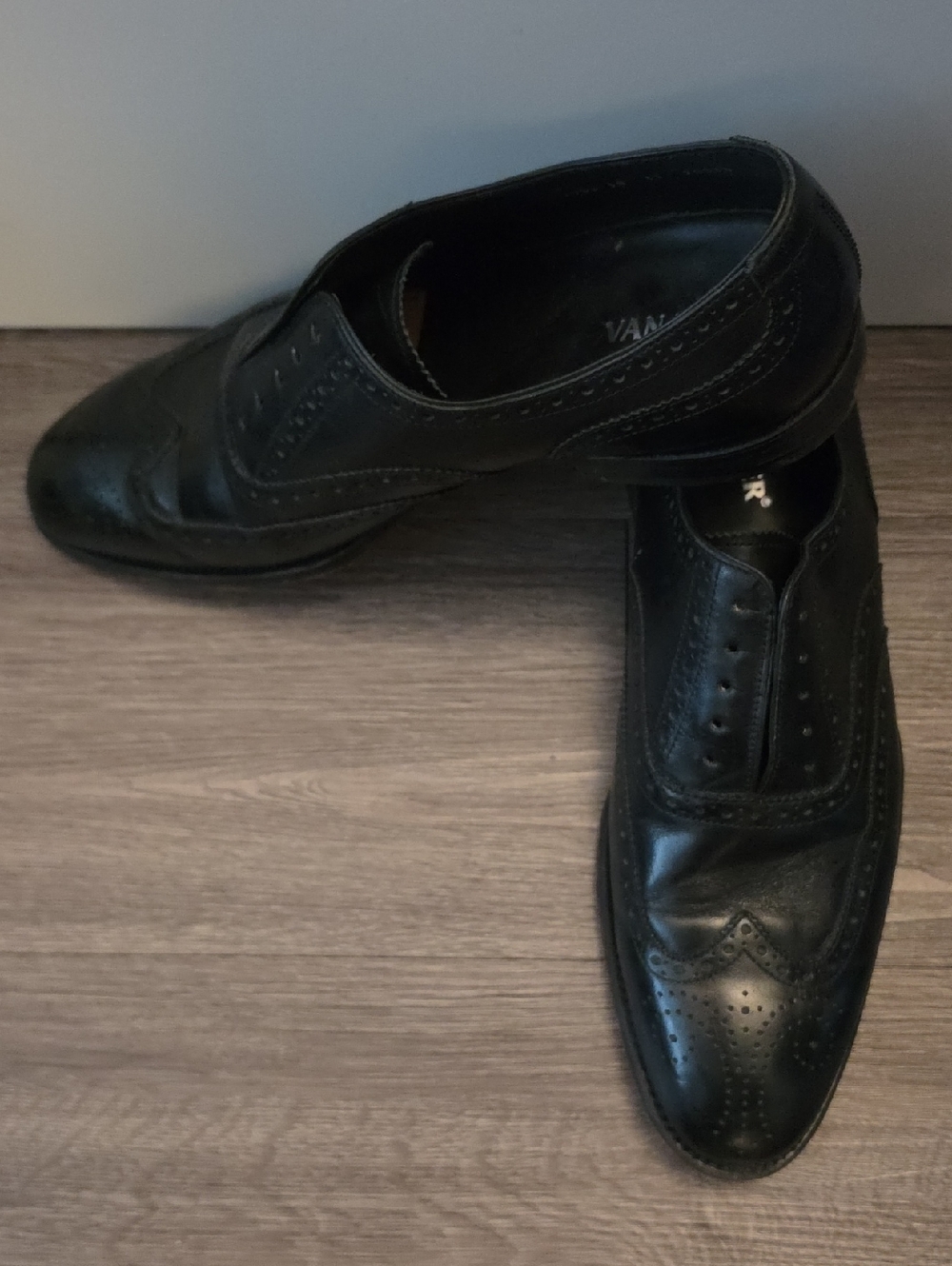 Van Lier - Black Leather Wingtip Derby Dress Shoes Men Size 13